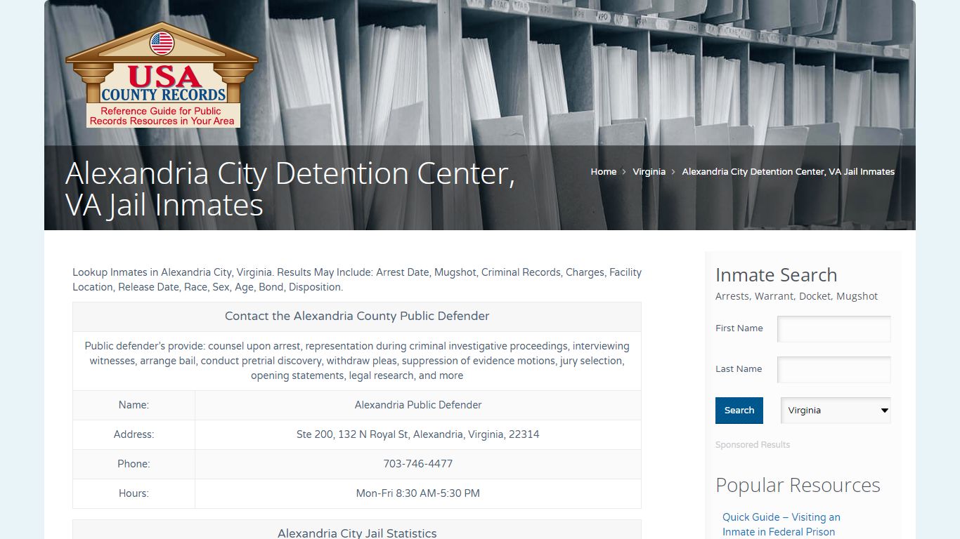 Alexandria City Detention Center, VA Jail Inmates | Name ...